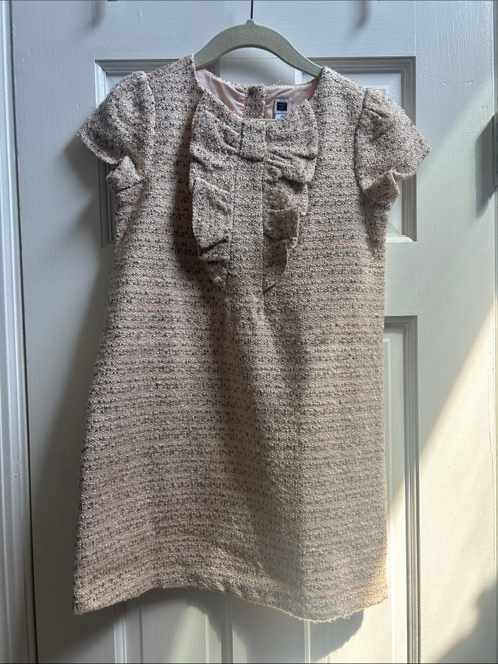 Janie and Jack Blush Tweed Bow-Front Dress